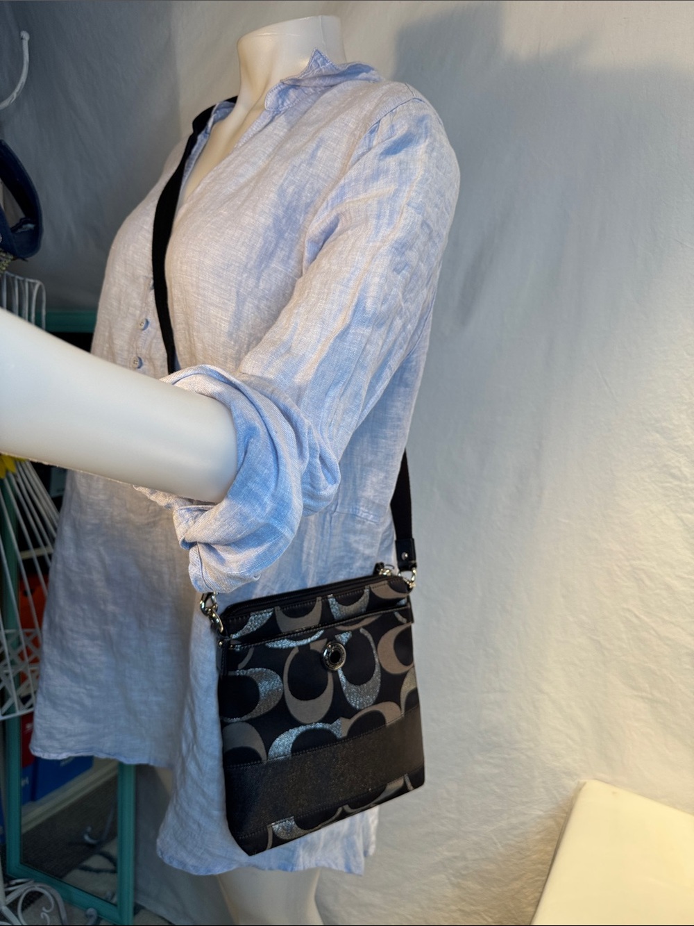 Coach Black and Gray Signature Jacquard Crossbody - Picture 6 of 15